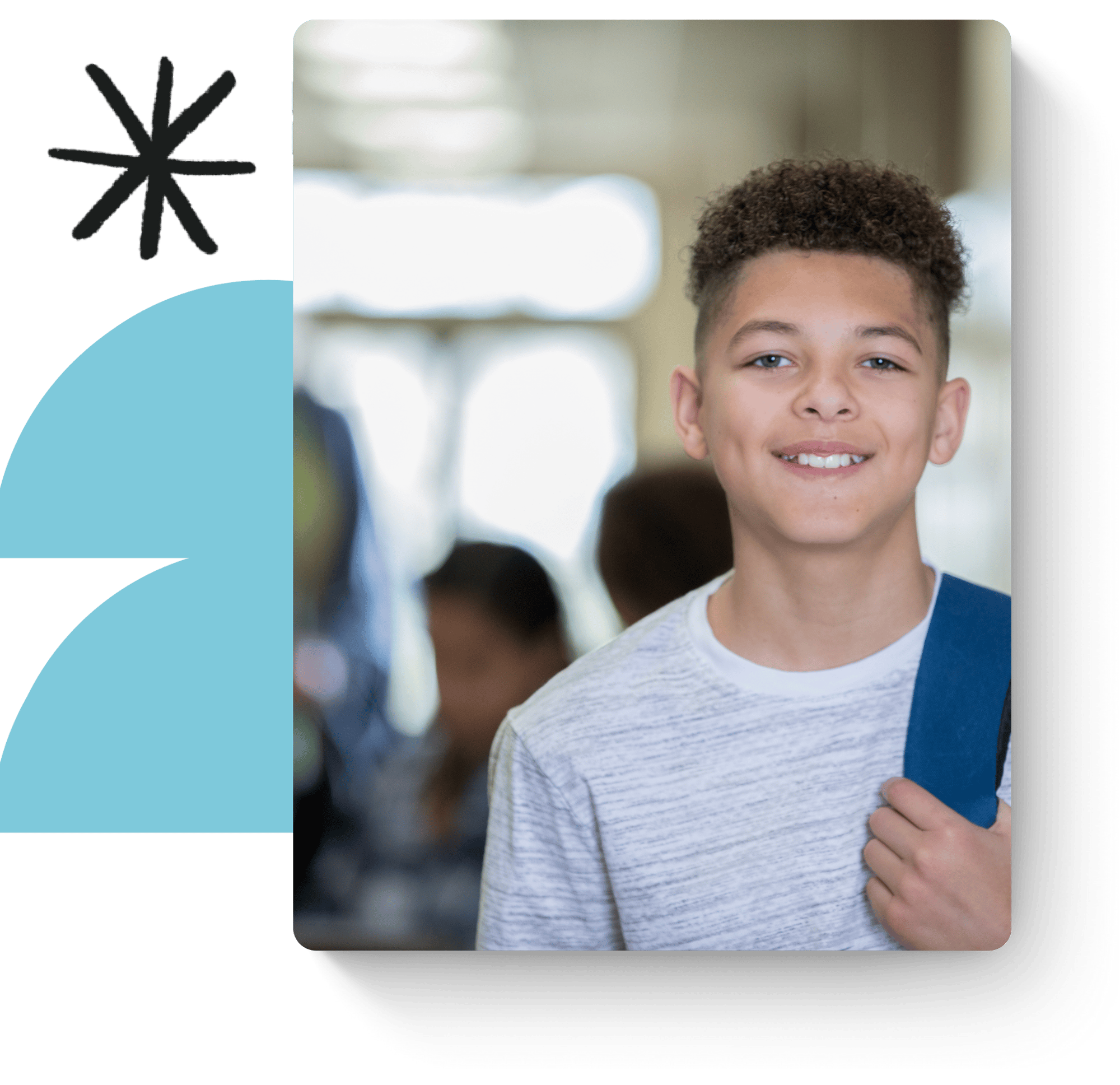 Young biracial student, smiling with backpack