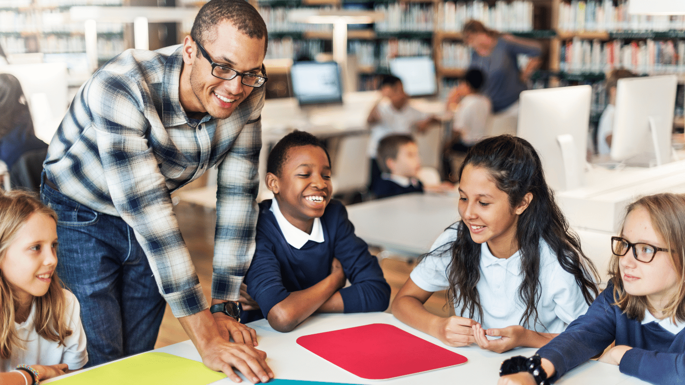 Teacher with elementary students 
