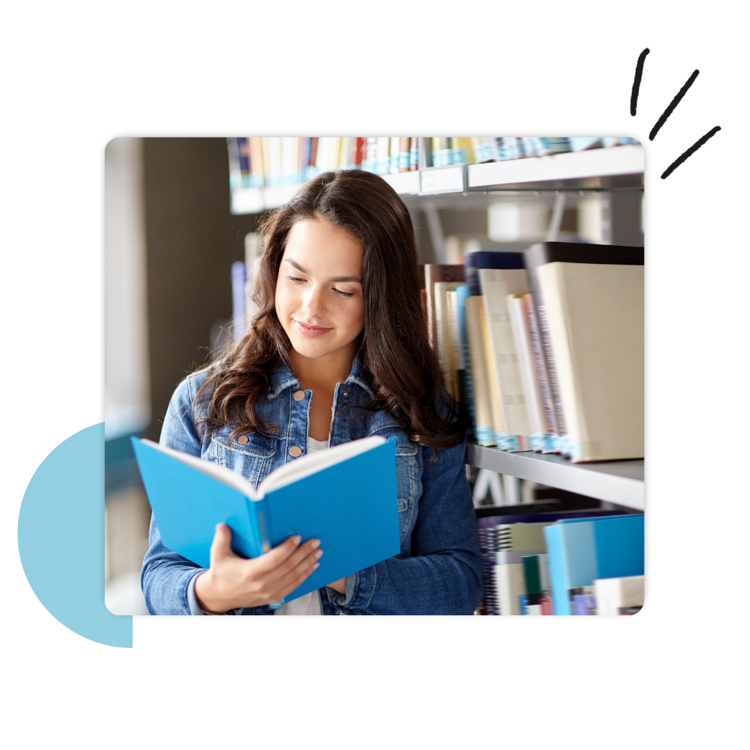 Female student in library