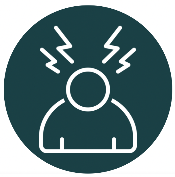 Human with lightning bolts around head